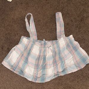 American Eagle Outfitters Plaid Crop Top - Pink, Blue, White